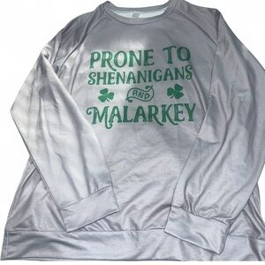 Green and white long sleeve crew neck sweatshirt #StPatricksDay XL